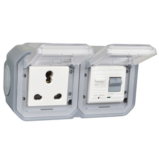 63225-GRY South Africa/India GFCI 10Ma Trip Surface Mount IP55